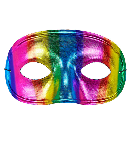 Widmann SRL Metallic kleurig regenboog masker