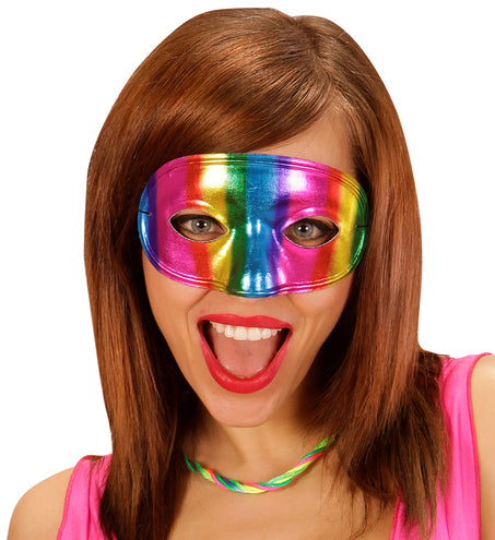 Widmann SRL Metallic kleurig regenboog masker