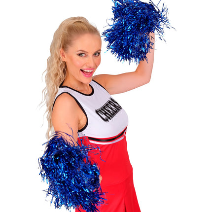 Widmann SRL Metallic pompons set blauw