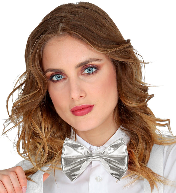 Widmann SRL Metallic zilveren strikjes