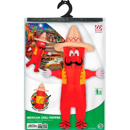 Widmann SRL Mexicaans chili peper kostuum opblaasbaar