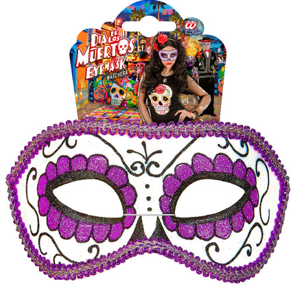 Widmann SRL Mexicaanse oogmaskers paars met zwart