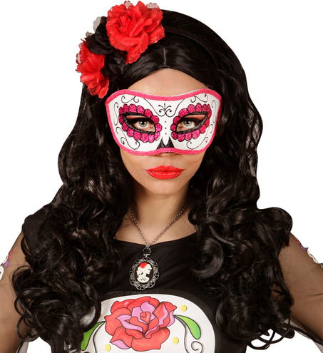 Widmann SRL Mexicaanse oogmaskers roze met zwart
