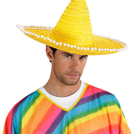 Widmann SRL Mexicaanse sombrero geel met bolletjes