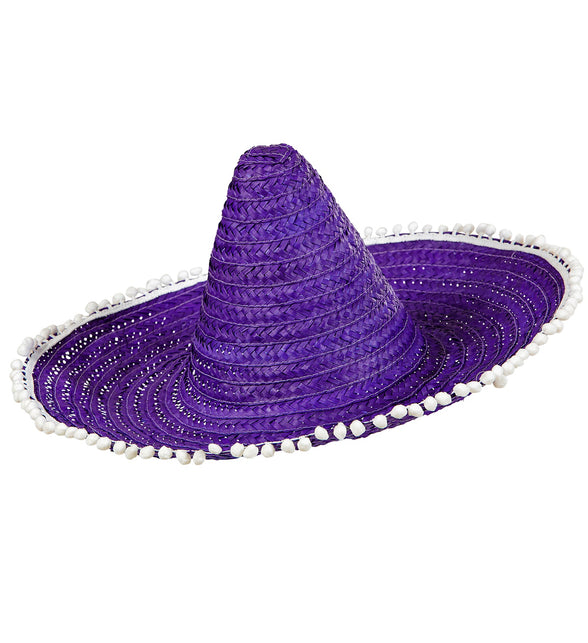 Widmann SRL Mexicaanse sombrero paars met bolletjes