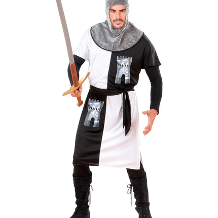 Widmann SRL Middeleeuws ridder kostuum zwart wit