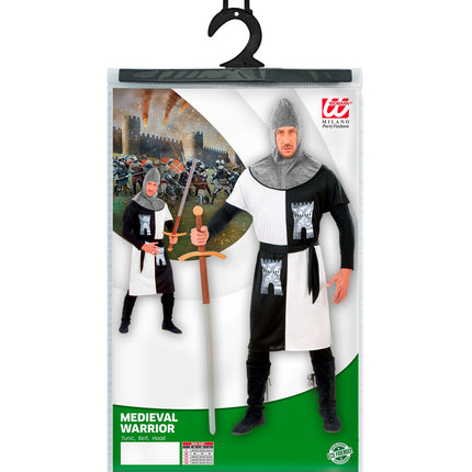 Widmann SRL Middeleeuws ridder kostuum zwart wit