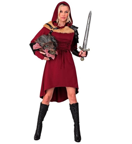 Widmann SRL Middeleeuwse gotische jurk met kap rood Sara
