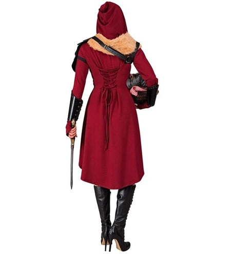 Widmann SRL Middeleeuwse gotische jurk met kap rood Sara
