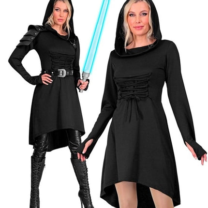 Widmann SRL Middeleeuwse gotische jurk met kap zwart Ilse