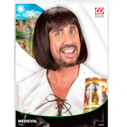 Widmann SRL Middeleeuwse pruik bruin heren