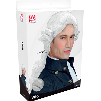Widmann SRL Middeleeuwse pruik Graaf Nelson in wit