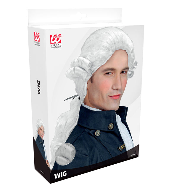 Widmann SRL Middeleeuwse pruik Graaf Nelson in wit