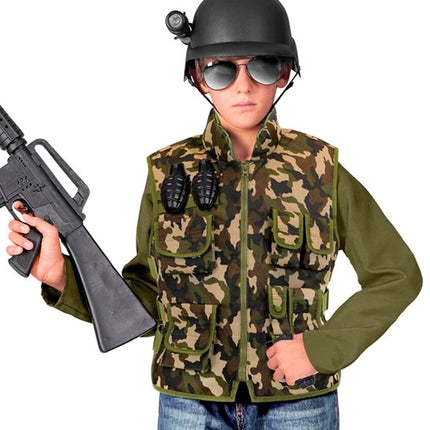 Widmann SRL Militair camouflage vest kostuum Lynn kind