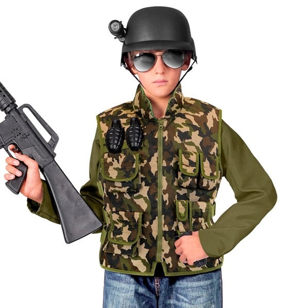Widmann SRL Militair camouflage vest kostuum Lynn kind