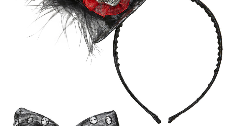 Widmann SRL Mini hoedje met schedel en strikje