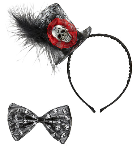 Widmann SRL Mini hoedje met schedel en strikje