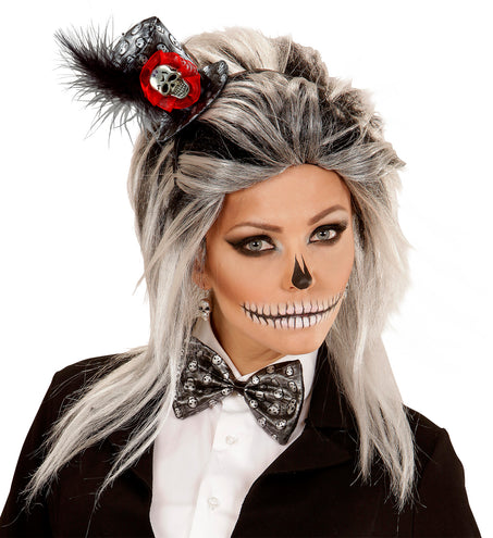 Widmann SRL Mini hoedje met schedel en strikje