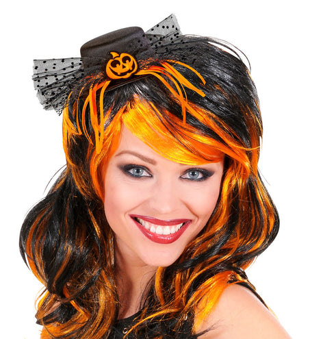 Widmann SRL Mini hoge hoed met tule en pompoentje