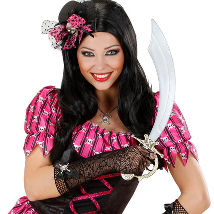 Widmann SRL Mini hoge hoed met tule en schedel