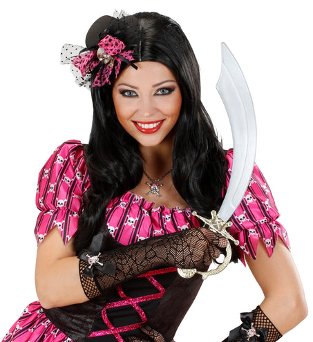 Widmann SRL Mini hoge hoed met tule en schedel