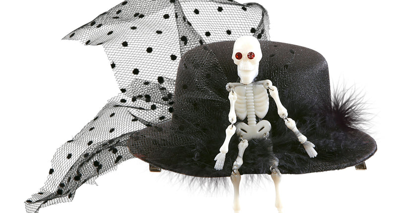 Widmann SRL Mini hoge hoed met tule en skelet