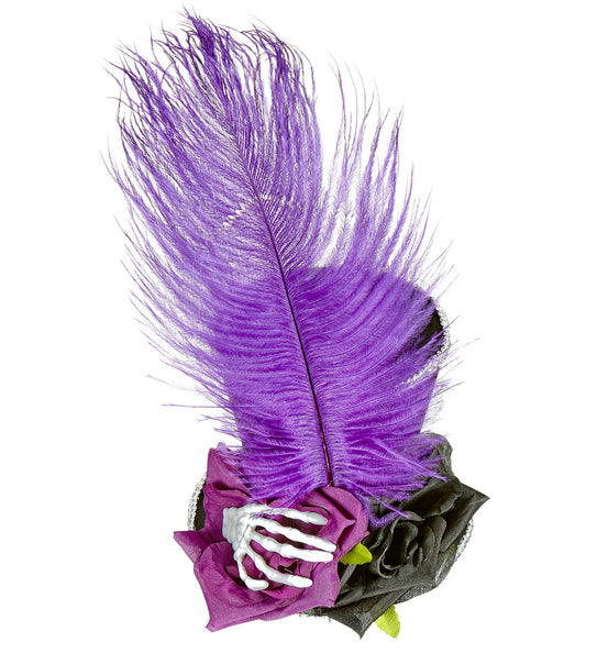 Widmann SRL Mini hoge hoedjes met skelethandjes en veertjes