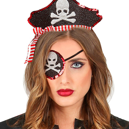 Widmann SRL Mini piratenhoedje met ooglapje