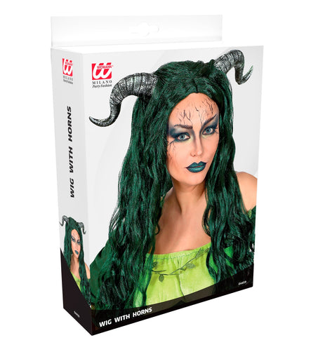 Widmann SRL Mooie pruik met zwarte hoorns