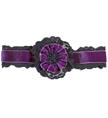 Widmann SRL Nekband Fluweel Paars Met Bloem