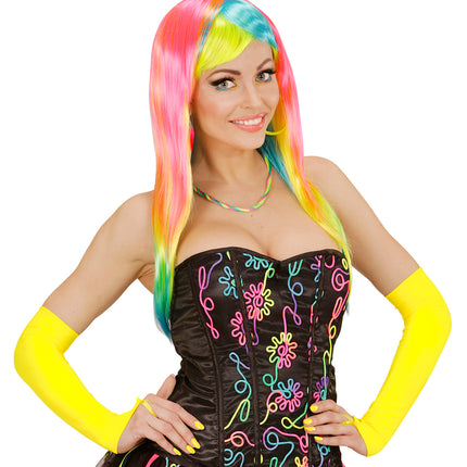 Widmann SRL Neon gele handschoenen satijn