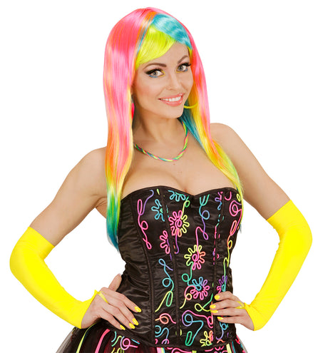 Widmann SRL Neon gele handschoenen satijn