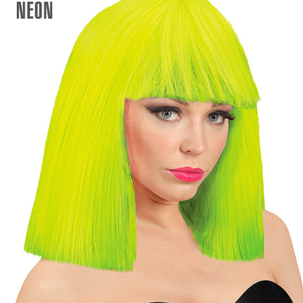 Widmann SRL Neon gele pruik showgirl