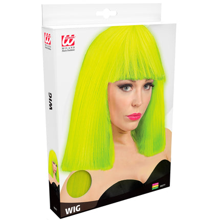 Widmann SRL Neon gele pruik showgirl