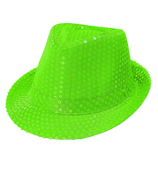 Widmann SRL Neon groene glitter hoed