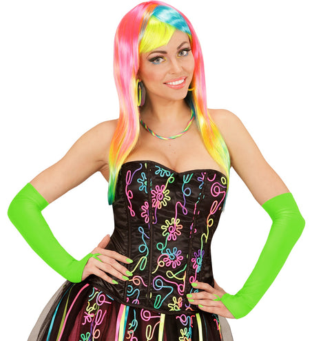 Widmann SRL Neon groene handschoenen in satijn