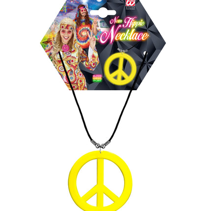 Widmann SRL Neon Hippie Ketting Rosa Geel