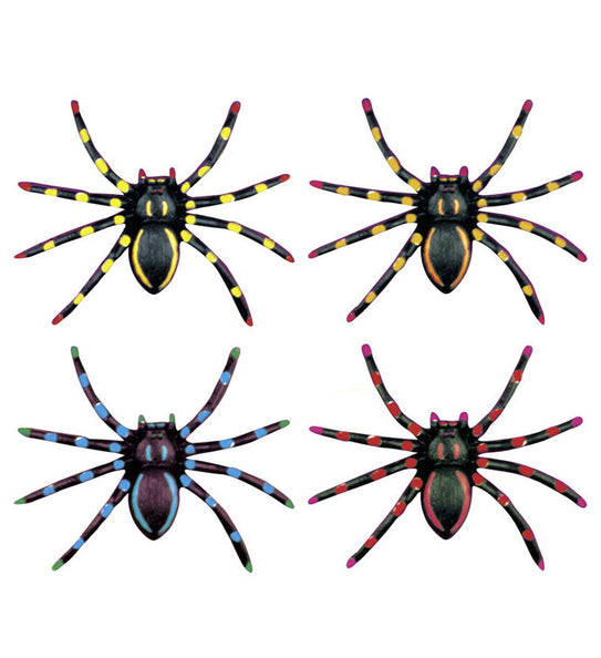 Widmann SRL Neon nep spinnen 4 stuks