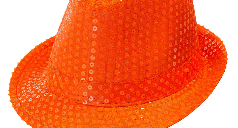 Widmann SRL Neon oranje hoed met glitters