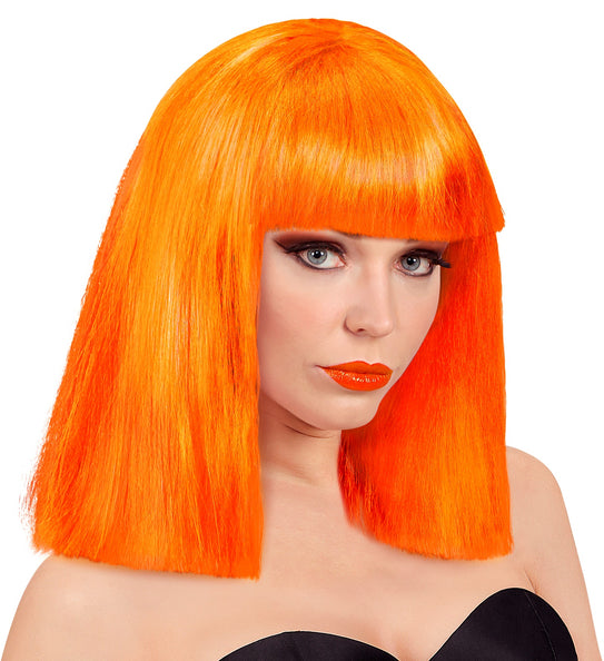 Widmann SRL Neon oranje pruik showgirl