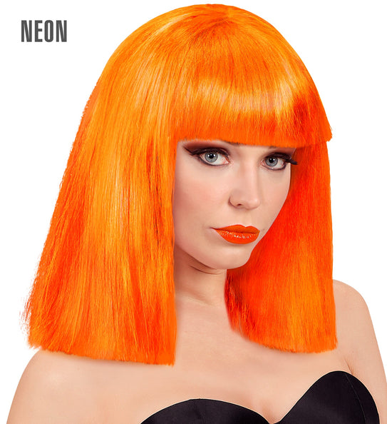 Widmann SRL Neon oranje pruik showgirl
