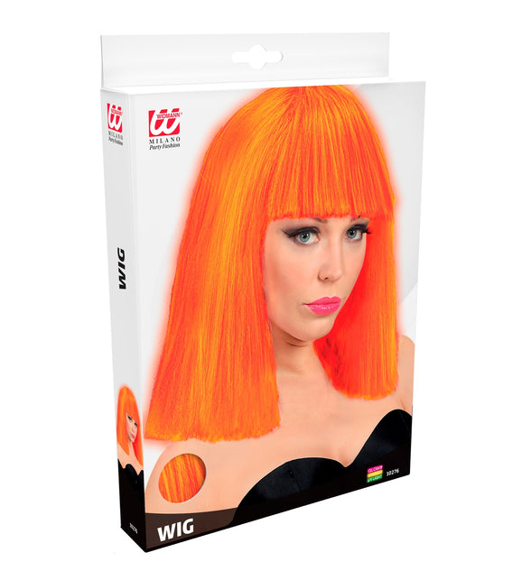 Widmann SRL Neon oranje pruik showgirl