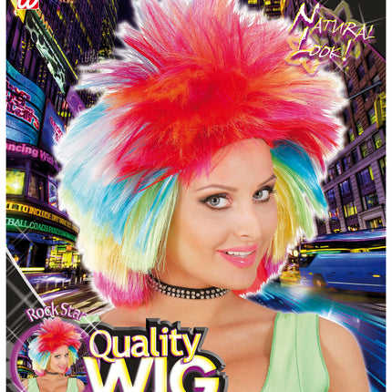 Widmann SRL Neon pruik Rocker