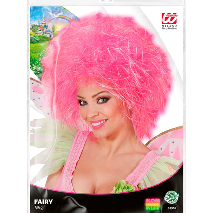 Widmann SRL Neon roze pruik Britt kort haar