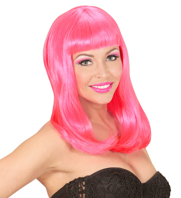 Widmann SRL Neon roze pruik  Patsy