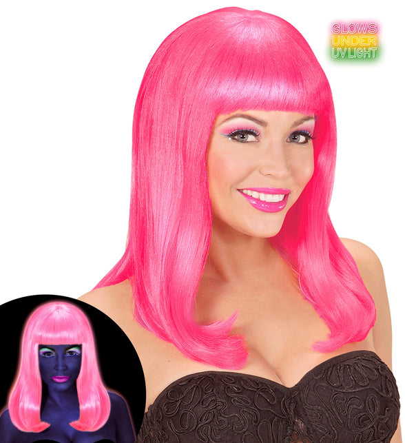 Widmann SRL Neon roze pruik  Patsy