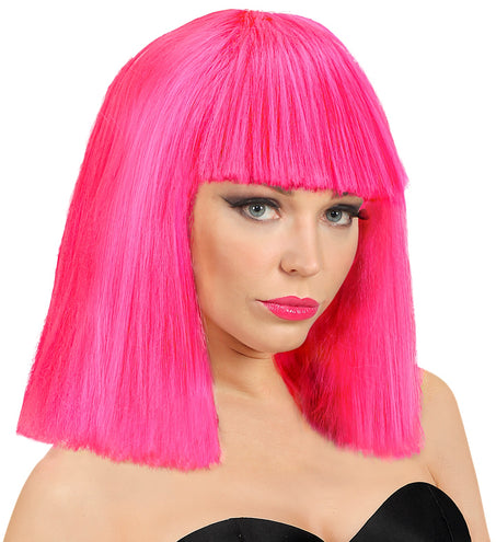 Widmann SRL Neon roze showgirl pruik