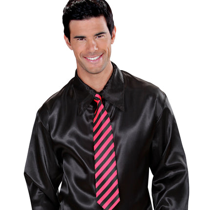 Widmann SRL Neon stropdas roze zwart gestreept