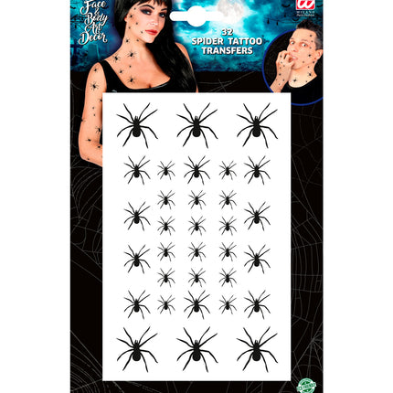 Widmann SRL Nep plak tattoo spinnen 32 stuks