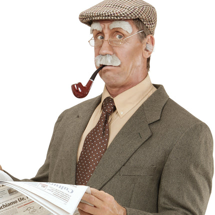 Widmann SRL Nep snor en wenkbrauwen grijs